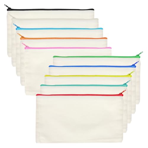MLABINYA 10 Stück DIY Blanko Stoffbeutel,Stoff Federmäppchen mit Reißverschluss zum Bemalen,für Kleine Schreibwaren,Reisen Basteln und Kleine Kosmetiktasche MLABINYA 10 Stück DIY Blanko Stoffbeutel,Stoff Federmäppchen mit Reißverschluss zum Bemalen,für Kleine Schreibwaren,Reisen Basteln und Kleine Kosmetiktasche von MLABINYA