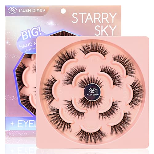 Mlen Diary Falsche Wimpern 7 Paare Misto 7 Stili Faux Nerz Augen Wimpern Natürlicher Look 4D Curl Wispy Fake Wimpern Gemischte 7 Stile für Frauen Mädchen von MLEN DIARY