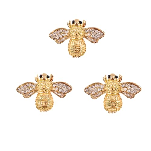 3 Stück Strass Bienen Set Brosche Pin für Frauen Mädchen Vergoldet Niedlich Mode Kristall Insekt Tier Hummel Emaille Vintage Revers Brosche Rucksack Hut Kleidung Zubehör Urlaub Party Schmuck Geschenk von MLEPUS