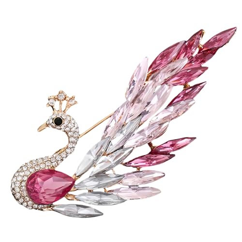 Pfau-Brosche mit Strasssteinen für Damen und Mädchen, M, Metall, Kein Edelstein von MLEPUS