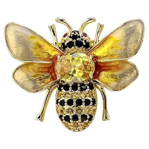 Strass Bienen Brosche Pin für Frauen Mädchen Vergoldet Mode Niedlich Tier Insekt Vintage Kristall Honigbiene Hummel Brosche Anstecknadel Kleid Zubehör Hochzeit Weihnachten Schmuck Geschenk von MLEPUS