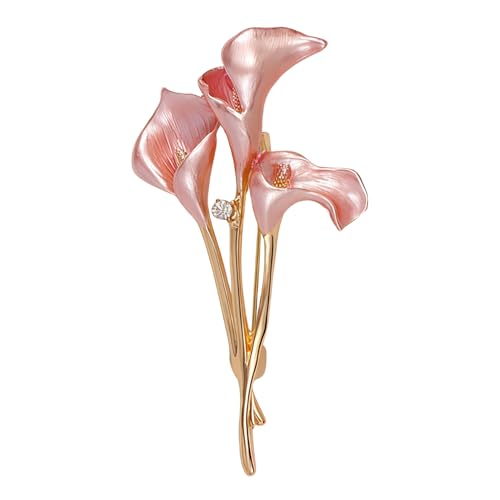 Vintage Emaille Hufeisen Blume Brosche für Frauen vergoldet rosa Mode Kristall Strass Pflanze Blume Brosche Anstecknadel elegante Kleidung Zubehör Muttertag Hochzeit Urlaub Schmuck von MLEPUS