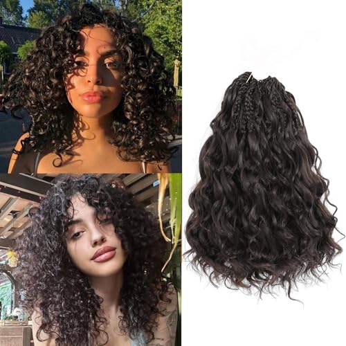 MLETUILPS Pre Looped Ocean Wave Crochet Hair 8 Packs Boho Curly Crochet Hair Short Ocean Braids Pre Twisted Synthetic Deep Wavy Crochet Braids for Women (4#, 10 inch) von MLETULIPS