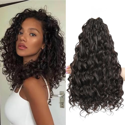 MLETUILPS Pre Looped Ocean Wave Crochet Hair 8 Packs Boho Curly Crochet Hair Short Ocean Braids Pre Twisted Synthetic Deep Wavy Crochet Braids for Women (4#, 14 inch) von MLETULIPS