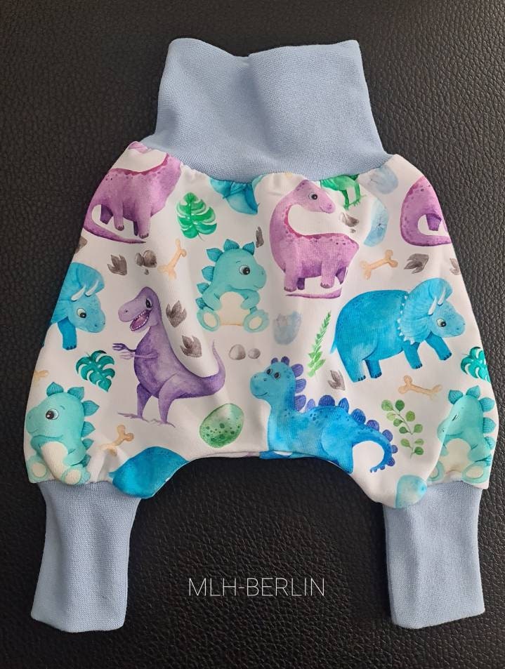 Pumphose Baby, Sommersweat, Dinosaurier, Verschiedene Größen von MLHBerlin