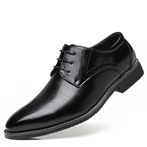 MLKLLML Oxford-Schuhe aus echtem Leder, Herrenschuhe, Schnürschuh, für Herren, Oxfords, formelle Schuhe, Schwarz, 39 2/3 EU von MLKLLML