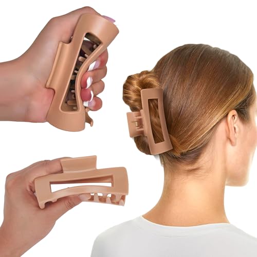 Wolken-Clip, 10,7 cm, weiche, elastische Klauen-Clips, leichtes und bequemes Styling-Werkzeug für dickes Haar, quadratisch, mattiert, weiche Haarklammer für Damen, Khaki) von MLLNFUE