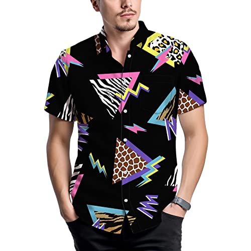 Vintage 80er 90er Jahre Geometrische Herrenhemden Retro Casual Button Down Hemden Lustig Kurzarm Sommer Strand Shirt, Retro 80er 90er Jahre, Mittel Vintage 80er 90er Jahre Geometrische Herrenhemden Retro Casual Button Down Hemden Lustig Kurzarm Sommer Strand Shirt, Retro 80er 90er Jahre, Mittel von MLNHY