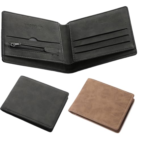 MLPKOI 2Pcs Herren GeldböRse, mit Münzfach Fächer Kartenfächer, PU Geldbeutel für Männer, Slim Wallet von MLPKOI
