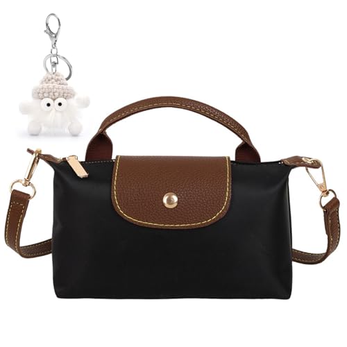 MLPKOI Mini Umhängetasche in Farbblockoptik für Damen, Crossbody Bag, Handtasche Damen, Shopper Schultertasche mit Verstellbarem Riemen und ein Hübsches Anhänger(Schwarz) von MLPKOI