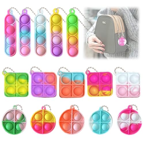 MLRUQRX 15 Stück Mitgebsel Kindergeburtstag Mini-Fidget-Spielzeug Partygeschenke Für Kinder Von 4–8 Popit Keychain Für Kinder Jungen Mädchen Pop-Schlüsselanhänger 3 Verschiedene Modelle von MLRUQRX