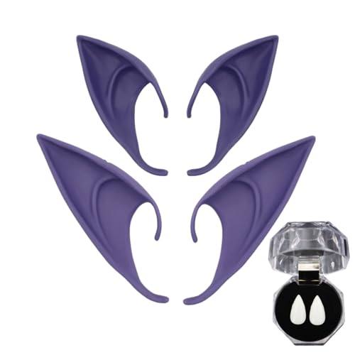 MLRUQRX 2 Paare Elfenohren Fairy Pixie Elf Ohren Für Kinder Und Erwachsene Party Elfen Ohren Cosplay Zubehör For Halloween Karneval Partydekorationen 10Cm/12Cm Mit 1 Paar Zahnersatz von MLRUQRX