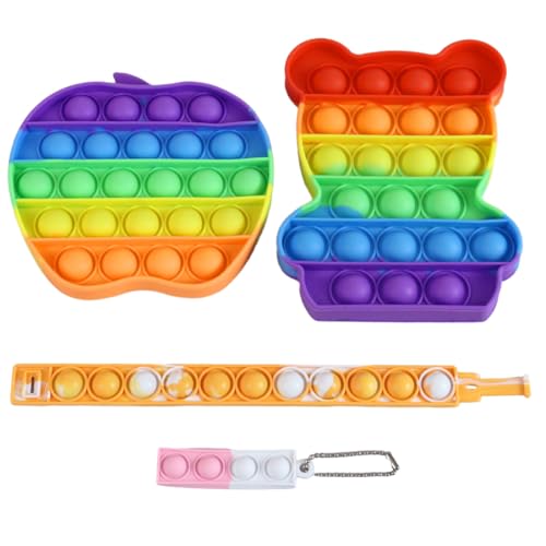 MLRUQRX 4 Stück Pop On It Für Kinder Bär Und Apfel Pop Bubble Geschenk Set Wasserfeste Fidget Toys Poppets Aus Hochwertigem Silikon Antistress Spielzeug von MLRUQRX