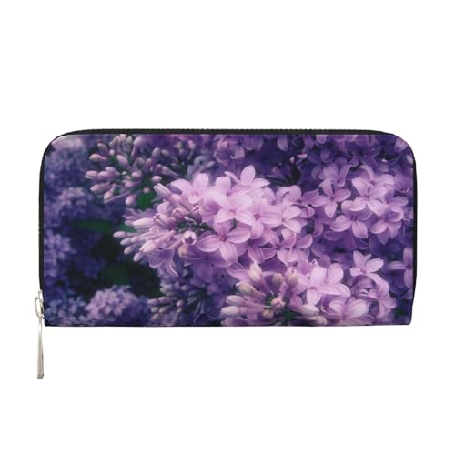 MLTRFGJ Blooming Purple Flowers Printed Leather Handheld Wallet Mobile Wallet Credit Card Holder, Schwarz , Einheitsgröße von MLTRFGJ
