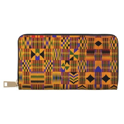 MLTRFGJ Bohemian Lotus Flower Durable Printed and Fashionable Leather Wallet with Secure Zipper Closure, Afrikanisches Ethno-Muster, Einheitsgröße von MLTRFGJ