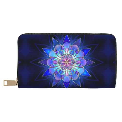 MLTRFGJ Bohemian Lotus Flower Durable Printed and Fashionable Leather Wallet with Secure Zipper Closure, Böhmische Lotusblü, Einheitsgröße von MLTRFGJ