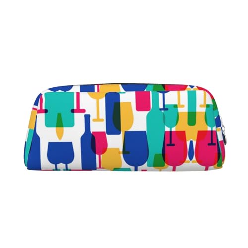 MLTRFGJ Cocktailgläser und Weinflaschen bedrucktes multifunktionales Leder-Federmäppchen mit Reißverschluss, geeignet für Schule, Büro und Reisen, silber, Einheitsgröße, Kosmetiktasche MLTRFGJ Cocktailgläser und Weinflaschen bedrucktes multifunktionales Leder-Federmäppchen mit Reißverschluss, geeignet für Schule, Büro und Reisen, silber, Einheitsgröße, Kosmetiktasche von MLTRFGJ