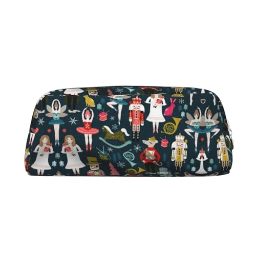 MLTRFGJ Damen Nussknacker Ballett Xmas Dance Bedrucktes Multifunktionales Leder Reißverschluss Federmäppchen Geeignet für Schule, Büro und Reisen, silber, Einheitsgröße, Kosmetiktasche von MLTRFGJ