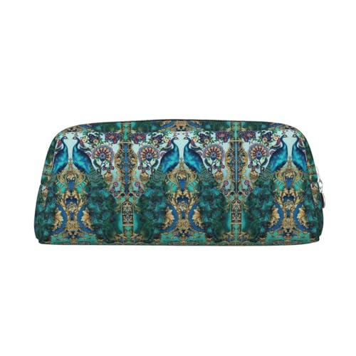 MLTRFGJ Elegantes Federmäppchen aus Leder mit Pfauenmuster, multifunktional, mit Reißverschluss, geeignet für Schule, Büro und Reisen, silber, Einheitsgröße, Kosmetiktasche MLTRFGJ Elegantes Federmäppchen aus Leder mit Pfauenmuster, multifunktional, mit Reißverschluss, geeignet für Schule, Büro und Reisen, silber, Einheitsgröße, Kosmetiktasche von MLTRFGJ