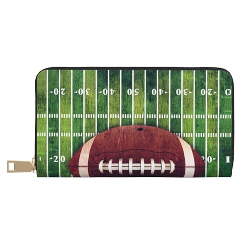 MLTRFGJ Magic Witch Witchcraft Bohemian Drawing Durable Printed and Fashionable Leather Wallet with Secure Zipper Closure, American Football Field and Ball, Einheitsgröße von MLTRFGJ