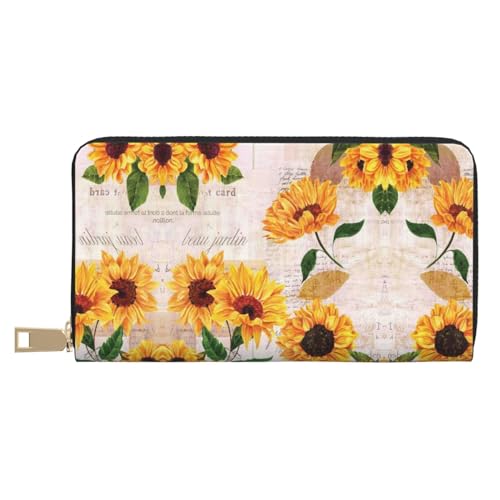 MLTRFGJ Magic Witch Witchcraft Bohemian Drawing Durable Printed and Fashionable Leather Wallet with Secure Zipper Closure, sonnenblume, Einheitsgröße von MLTRFGJ