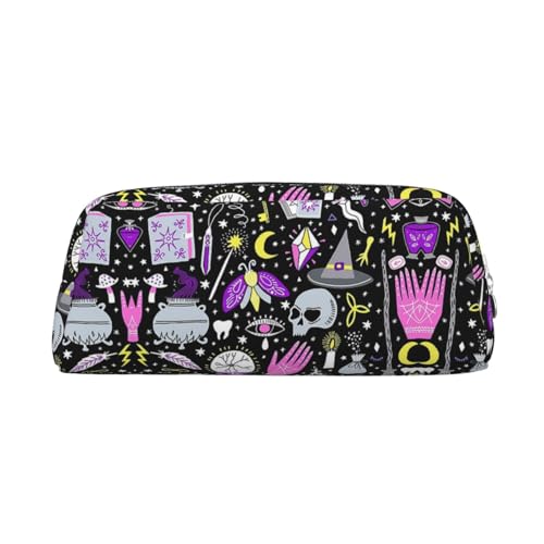 MLTRFGJ Magic Witch Witchcraft Bohemian Drawing Printed Multifunctional Leather Zipper Pencil Case, Suitable for School, Office and Travel, silber, Einheitsgröße, Kosmetiktasche MLTRFGJ Magic Witch Witchcraft Bohemian Drawing Printed Multifunctional Leather Zipper Pencil Case, Suitable for School, Office and Travel, silber, Einheitsgröße, Kosmetiktasche von MLTRFGJ