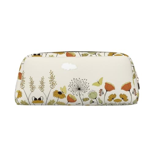MLTRFGJ Multifunktionales Federmäppchen aus Leder, Motiv: Henne fliegende Schmetterlinge unter Blumen, mit Reißverschluss, geeignet für Schule, Büro und Reisen, gold, Einheitsgröße, Kosmetiktasche MLTRFGJ Multifunktionales Federmäppchen aus Leder, Motiv: Henne fliegende Schmetterlinge unter Blumen, mit Reißverschluss, geeignet für Schule, Büro und Reisen, gold, Einheitsgröße, Kosmetiktasche von MLTRFGJ
