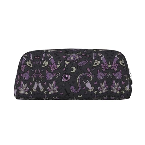 MLTRFGJ Multifunktionales Federmäppchen aus Leder, mit Reißverschluss, geeignet für Schule, Büro und Reisen, Lila / Schwarz, silber, Einheitsgröße, Kosmetiktasche MLTRFGJ Multifunktionales Federmäppchen aus Leder, mit Reißverschluss, geeignet für Schule, Büro und Reisen, Lila / Schwarz, silber, Einheitsgröße, Kosmetiktasche von MLTRFGJ