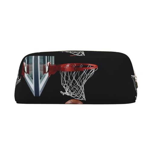 MLTRFGJ Multifunktionales Federmäppchen aus Leder mit Basketballdruck, geeignet für Schule, Büro und Reisen, gold, Einheitsgröße, Kosmetiktasche MLTRFGJ Multifunktionales Federmäppchen aus Leder mit Basketballdruck, geeignet für Schule, Büro und Reisen, gold, Einheitsgröße, Kosmetiktasche von MLTRFGJ