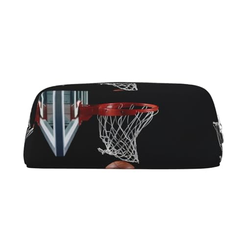 MLTRFGJ Multifunktionales Federmäppchen aus Leder mit Basketballdruck, geeignet für Schule, Büro und Reisen, silber, Einheitsgröße, Kosmetiktasche MLTRFGJ Multifunktionales Federmäppchen aus Leder mit Basketballdruck, geeignet für Schule, Büro und Reisen, silber, Einheitsgröße, Kosmetiktasche von MLTRFGJ