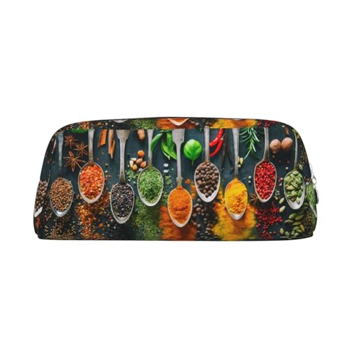 MLTRFGJ Multifunktionales Federmäppchen aus Leder mit Gewürzen, bedruckt, geeignet für Schule, Büro und Reisen, silber, Einheitsgröße, Kosmetiktasche MLTRFGJ Multifunktionales Federmäppchen aus Leder mit Gewürzen, bedruckt, geeignet für Schule, Büro und Reisen, silber, Einheitsgröße, Kosmetiktasche von MLTRFGJ