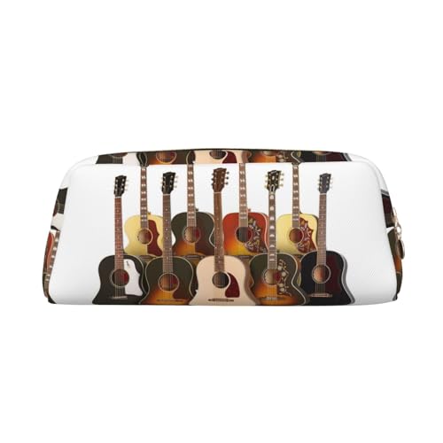 MLTRFGJ Multifunktionales Federmäppchen aus Leder mit Gitarren-Motiv, geeignet für Schule, Büro und Reisen, gold, Einheitsgröße, Kosmetiktasche MLTRFGJ Multifunktionales Federmäppchen aus Leder mit Gitarren-Motiv, geeignet für Schule, Büro und Reisen, gold, Einheitsgröße, Kosmetiktasche von MLTRFGJ