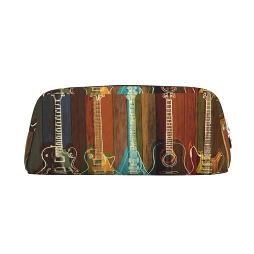 MLTRFGJ Multifunktionales Federmäppchen aus Leder mit Gitarren-Motiv, geeignet für Schule, Büro und Reisen, silber, Einheitsgröße, Kosmetiktasche MLTRFGJ Multifunktionales Federmäppchen aus Leder mit Gitarren-Motiv, geeignet für Schule, Büro und Reisen, silber, Einheitsgröße, Kosmetiktasche von MLTRFGJ