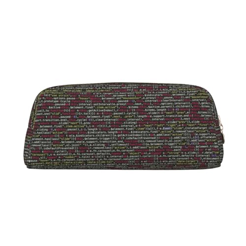 MLTRFGJ Multifunktionales Federmäppchen aus Leder mit Programmiercode, geeignet für Schule, Büro und Reisen, gold, Einheitsgröße, Kosmetiktasche von MLTRFGJ