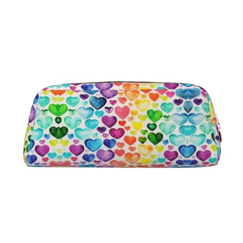 MLTRFGJ Multifunktionales Federmäppchen aus Leder mit Regenbogen-Herzen, geeignet für Schule, Büro und Reisen, gold, Einheitsgröße, Kosmetiktasche MLTRFGJ Multifunktionales Federmäppchen aus Leder mit Regenbogen-Herzen, geeignet für Schule, Büro und Reisen, gold, Einheitsgröße, Kosmetiktasche von MLTRFGJ
