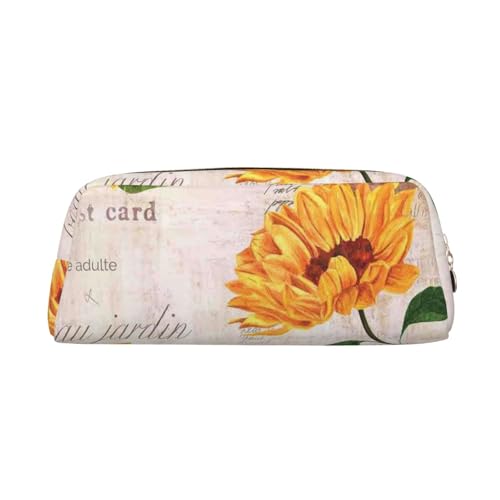 MLTRFGJ Multifunktionales Federmäppchen aus Leder mit Sonnenblumen-Motiv, geeignet für Schule, Büro und Reisen, gold, Einheitsgröße, Kosmetiktasche MLTRFGJ Multifunktionales Federmäppchen aus Leder mit Sonnenblumen-Motiv, geeignet für Schule, Büro und Reisen, gold, Einheitsgröße, Kosmetiktasche von MLTRFGJ