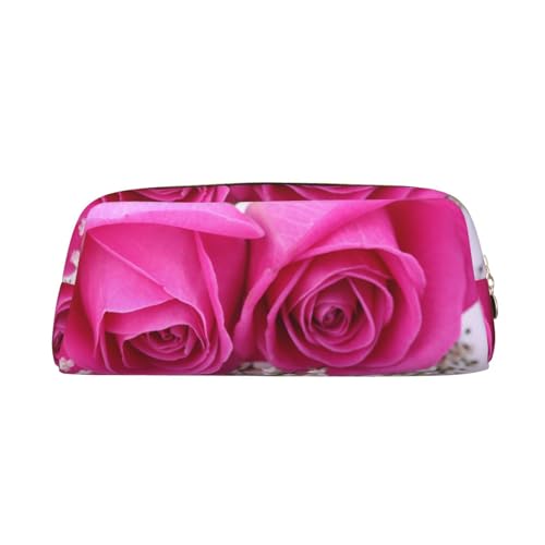 MLTRFGJ Multifunktionales Federmäppchen aus Leder mit rosa Rosen, geeignet für Schule, Büro und Reisen, gold, Einheitsgröße, Kosmetiktasche MLTRFGJ Multifunktionales Federmäppchen aus Leder mit rosa Rosen, geeignet für Schule, Büro und Reisen, gold, Einheitsgröße, Kosmetiktasche von MLTRFGJ