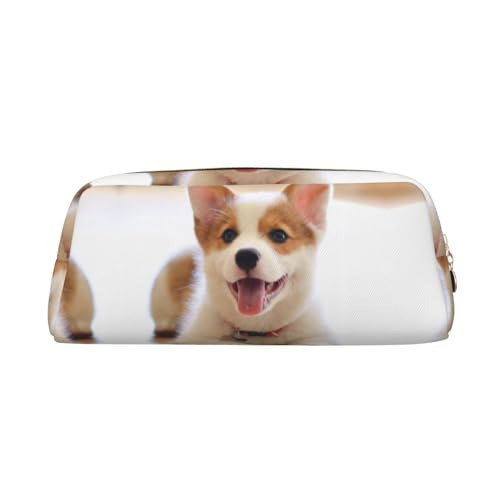 MLTRFGJ Niedliches multifunktionales Federmäppchen aus Leder mit Corgi-Druck, geeignet für Schule, Büro und Reisen, gold, Einheitsgröße, Kosmetiktasche MLTRFGJ Niedliches multifunktionales Federmäppchen aus Leder mit Corgi-Druck, geeignet für Schule, Büro und Reisen, gold, Einheitsgröße, Kosmetiktasche von MLTRFGJ