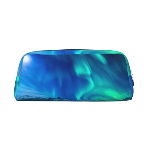 MLTRFGJ Northern Lights bedrucktes multifunktionales Leder-Federmäppchen mit Reißverschluss, geeignet für Schule, Büro und Reisen, silber, Einheitsgröße, Kosmetiktasche MLTRFGJ Northern Lights bedrucktes multifunktionales Leder-Federmäppchen mit Reißverschluss, geeignet für Schule, Büro und Reisen, silber, Einheitsgröße, Kosmetiktasche von MLTRFGJ