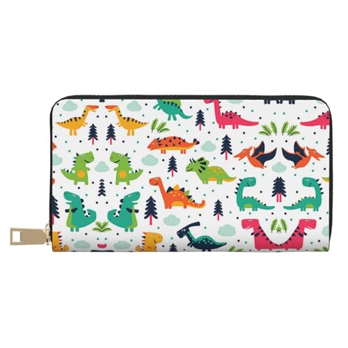 MLTRFGJ Pebble Stone Durable Printed and Fashionable Leather Wallet with Secure Zipper Closure, Bunte Dinosaurier, Einheitsgröße von MLTRFGJ