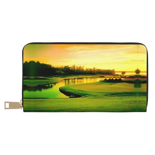 MLTRFGJ Pebble Stone Durable Printed and Fashionable Leather Wallet with Secure Zipper Closure, Golfplatz, Einheitsgröße von MLTRFGJ