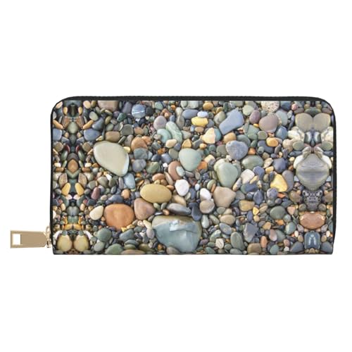 MLTRFGJ Pebble Stone Durable Printed and Fashionable Leather Wallet with Secure Zipper Closure, Kieselsteine, Einheitsgröße von MLTRFGJ