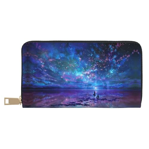 MLTRFGJ Pebble Stone Durable Printed and Fashionable Leather Wallet with Secure Zipper Closure, Nordlichter, Einheitsgröße von MLTRFGJ