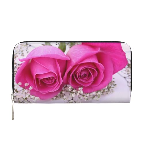 MLTRFGJ Pink Rose Printed Leather Handheld Wallet Mobile Wallet Credit Card Holder, Schwarz , Einheitsgröße von MLTRFGJ