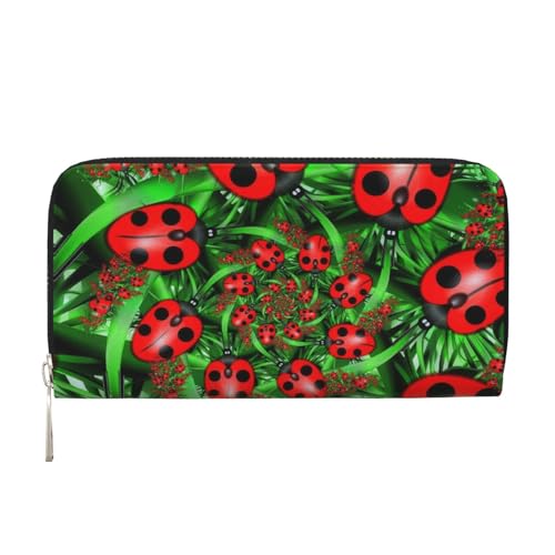 MLTRFGJ Red Ladybug Printed Leather Handheld Wallet Mobile Wallet Credit Card Holder, Schwarz , Einheitsgröße von MLTRFGJ