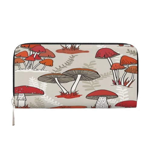 MLTRFGJ Red Mushrooms Printed Leather Handheld Wallet Mobile Wallet Credit Card Holder, Schwarz , Einheitsgröße von MLTRFGJ