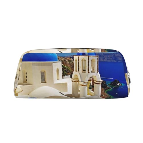 MLTRFGJ Santorini Federmäppchen, Motiv: griechische Insel, Meerblick, bedruckt, multifunktional, Leder, Reißverschluss, geeignet für Schule, Büro und Reisen, silber, Einheitsgröße, Kosmetiktasche MLTRFGJ Santorini Federmäppchen, Motiv: griechische Insel, Meerblick, bedruckt, multifunktional, Leder, Reißverschluss, geeignet für Schule, Büro und Reisen, silber, Einheitsgröße, Kosmetiktasche von MLTRFGJ