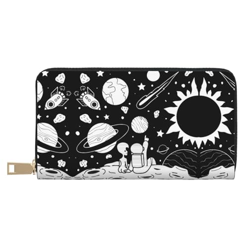 MLTRFGJ Strawberry Durable Printed and Fashionable Leather Wallet with Secure Zipper Closure, Astronaut und Alien, Einheitsgröße von MLTRFGJ