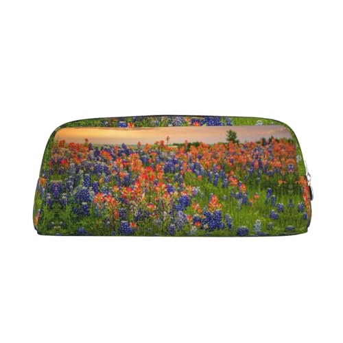 MLTRFGJ Texas Bluebonnets Multifunktionales Federmäppchen aus Leder mit Reißverschluss, geeignet für Schule, Büro und Reisen, silber, Einheitsgröße, Kosmetiktasche MLTRFGJ Texas Bluebonnets Multifunktionales Federmäppchen aus Leder mit Reißverschluss, geeignet für Schule, Büro und Reisen, silber, Einheitsgröße, Kosmetiktasche von MLTRFGJ