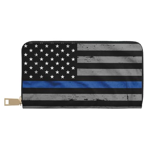 MLTRFGJ Twister Polka Dots Durable Printed and Fashionable Leather Wallet with Secure Zipper Closure, American Thin Blue Line Flagge, Einheitsgröße MLTRFGJ Twister Polka Dots Durable Printed and Fashionable Leather Wallet with Secure Zipper Closure, American Thin Blue Line Flagge, Einheitsgröße von MLTRFGJ